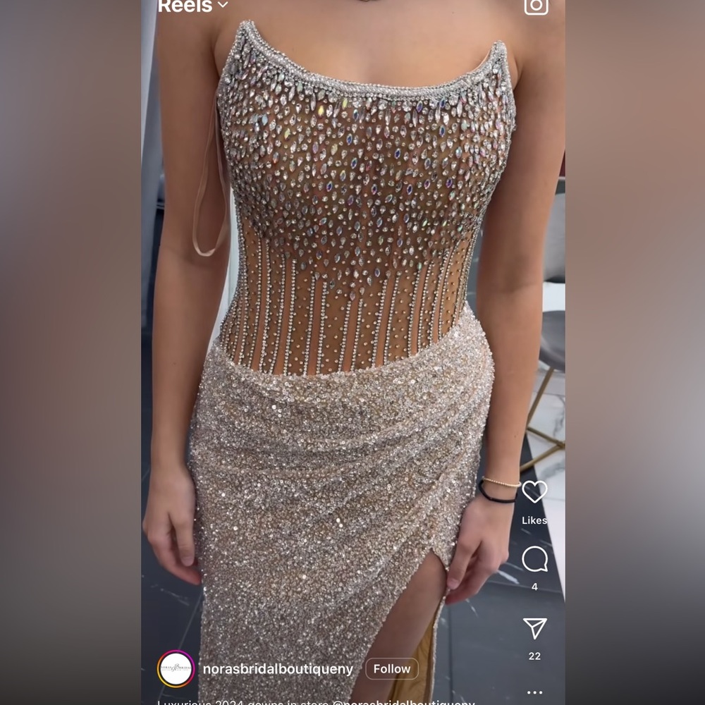 Ashley lauren nude maxi dress